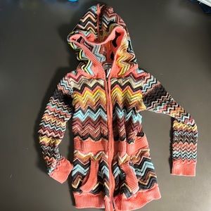 Little girls Chevron textured zip up sweater. Size XS